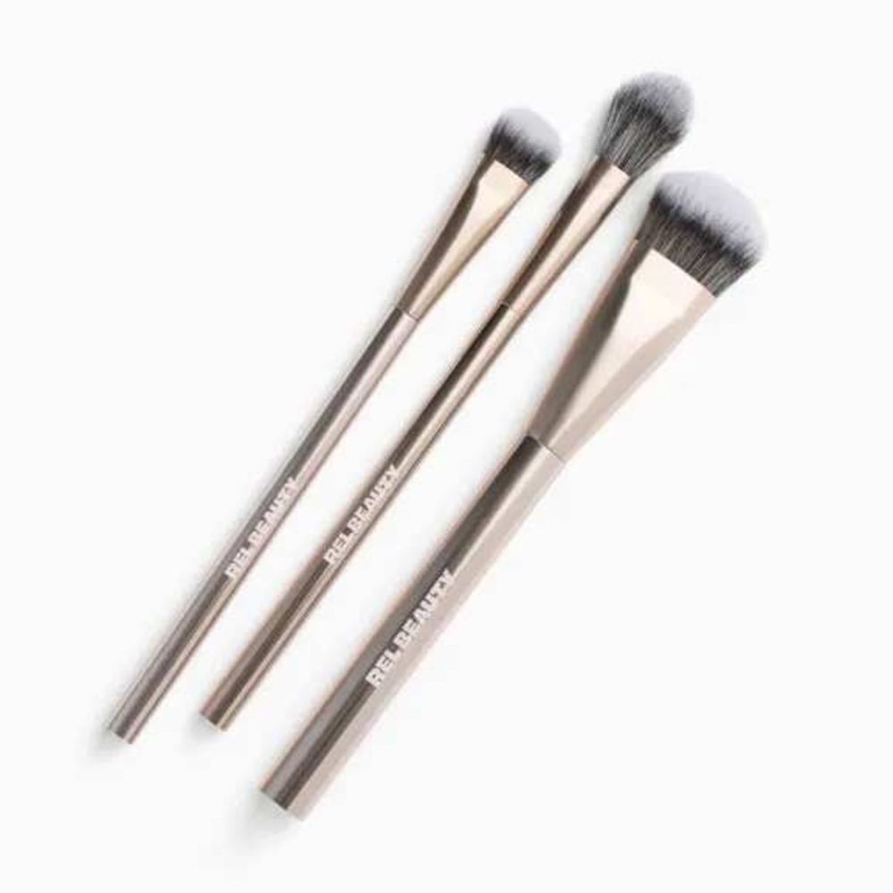REL Beauty The Essentials Brush Set 3 Piece Makeup Brushes Blush Contour NEW